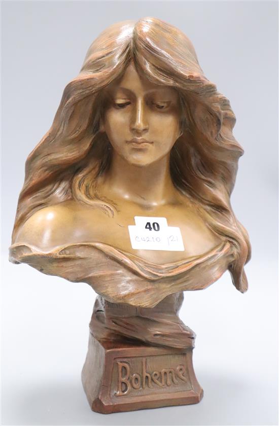 After Rainier. An Art Nouveau terracotta bust Boheme height 36cm